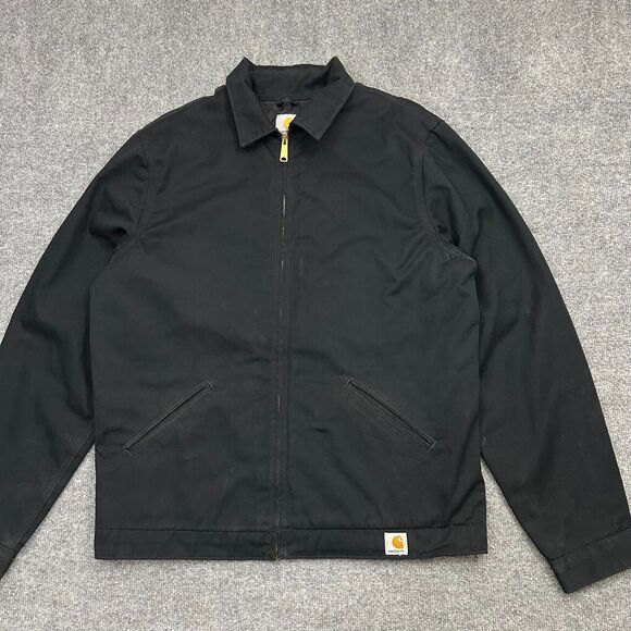 Vtg Carhartt J293 Black Zip-up Jacket Mens Large Tall Workwear Quilt Lined